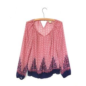 Lucky Brand Sheer Peasant Blouse
